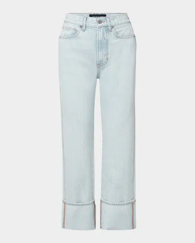 Veronica Beard Dylan High-rise Straight Cuffed Ankle Jeans In Blue
