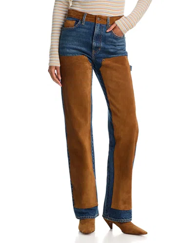 Veronica Beard Dylan High Rise Straight Jeans In Equinox Blue In Brown