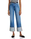 Veronica Beard Dylan High Rise Straight Leg Cuffed Jeans In Seaside Water In Seaside Wash