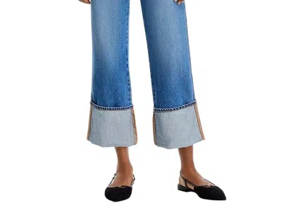Veronica Beard Dylan High Rise Straight Leg Cuffed Jeans In Seaside Water In Seaside Wash