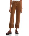 Veronica Beard Dylan Cuffed Herringbone High Waist Relaxed Straight Leg Pants In Brown
