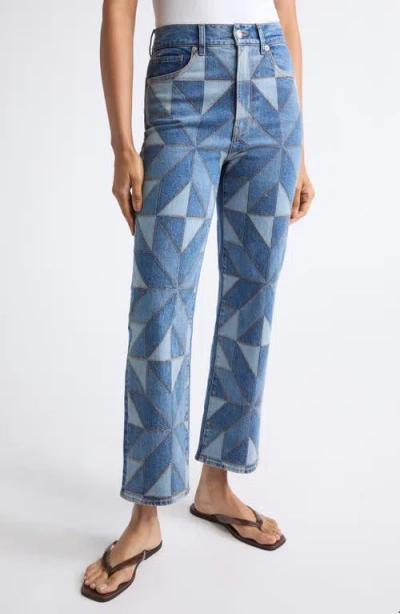 Veronica Beard Dylan High Waist Ankle Straight Leg Jeans In Blue