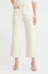 Veronica Beard Dylan High Waist Straight Leg Carpenter Jeans In Neutral