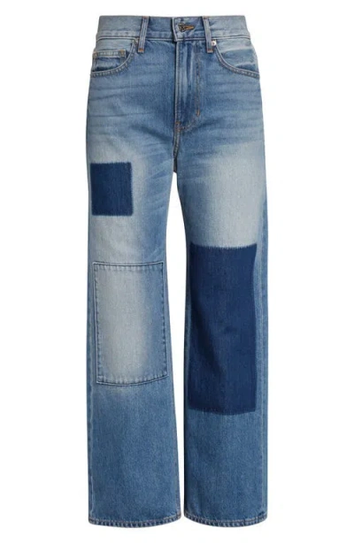 Veronica Beard Dylan Patchwork Straight Leg Jeans In Blue