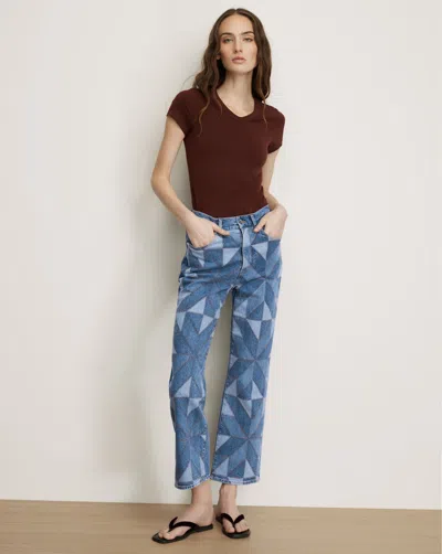 Veronica Beard Dylan Quilt-print Straight-leg Jean