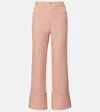 Veronica Beard Dylan Cuffed High Waist Relaxed Straight Leg Jeans In Pink