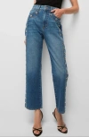 Veronica Beard Dylan Studded Straight-leg Jean In Stoned Serendipity In Stoned Serendipity