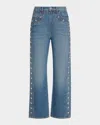 Veronica Beard Dylan Studded Straight-leg Jean In Stoned Serendipity In Stoned Serendipity