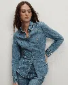 Veronica Beard Eddie Embellished Chambray Shirt