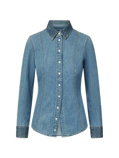 Veronica Beard Eddie Rhinestones Shirt In Blue