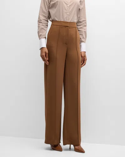 Veronica Beard Edia Tailored Wide-leg Pants In Dark Brown