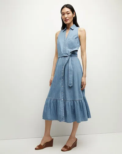 Veronica Beard Edwina Denim Shirtdress In Blue