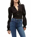Veronica Beard Effy Puff-sleeve Top In Black In Black