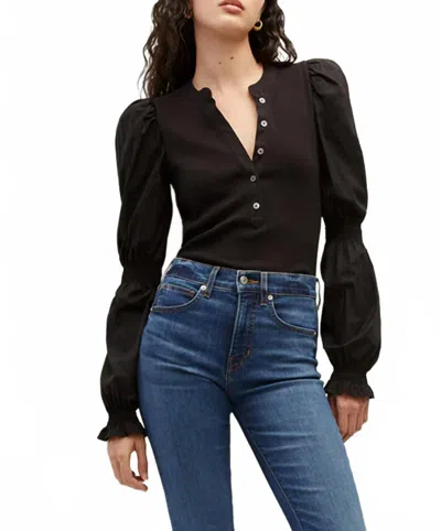 Veronica Beard Effy Puff-sleeve Top In Black