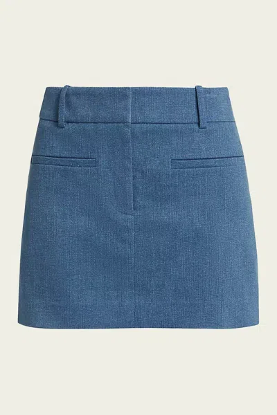 Veronica Beard Elara Denim Mini Skirt In Light Cornflower In Multi