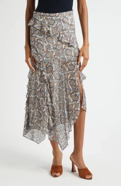Veronica Beard Eleonora Paisley Silk Blend Asymmetric Skirt In Multi