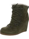 VERONICA BEARD ELFRED WOMENS FAUX SUEDE ROUND TOE WEDGE BOOTS