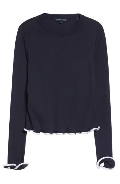 Veronica Beard Elianne Ruffle Top In Black
