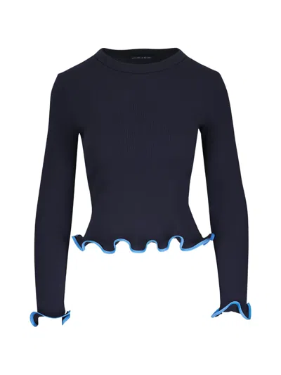 Veronica Beard Elianne Ruffled Sweater In Blue