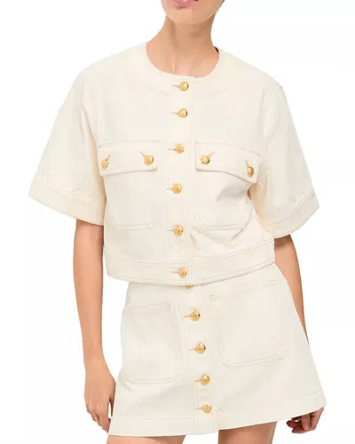 Veronica Beard Elias Short Sleeve Jacket In Ecru