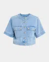 Veronica Beard Elias Short-sleeve Denim Jacket In Blue