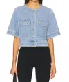 Veronica Beard Elias Short Sleeve Jacket In Silverwood Blue In Blue
