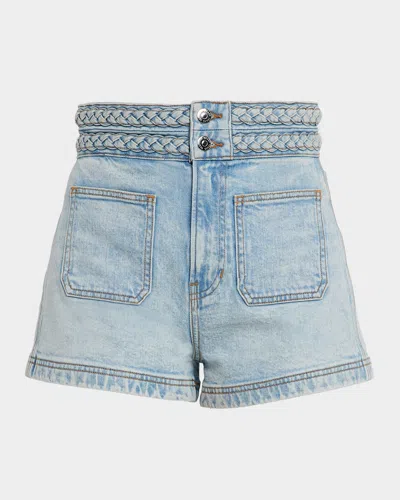 Veronica Beard Elijah Braided Patch Pocket Denim Shorts