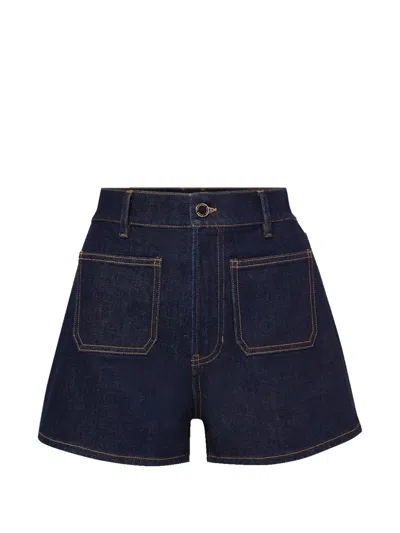Veronica Beard Elijah Button-fastening Shorts In Blue