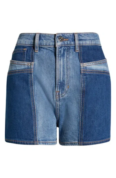 Veronica Beard Elijah Colorblock Denim Shorts In Blue