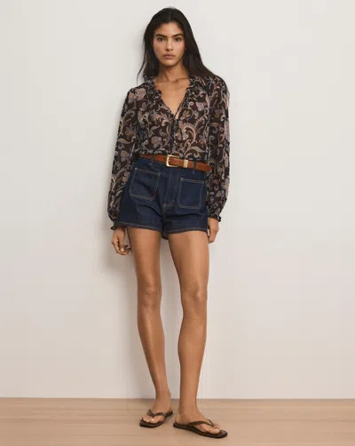 Veronica Beard Elijah Patch Pocket Shorts In Blue