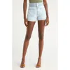 Veronica Beard Elijah Braided Patch Pocket Denim Shorts In Blue