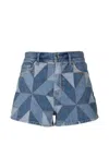 Veronica Beard Elijah Patchwork Denim Shorts In Blue