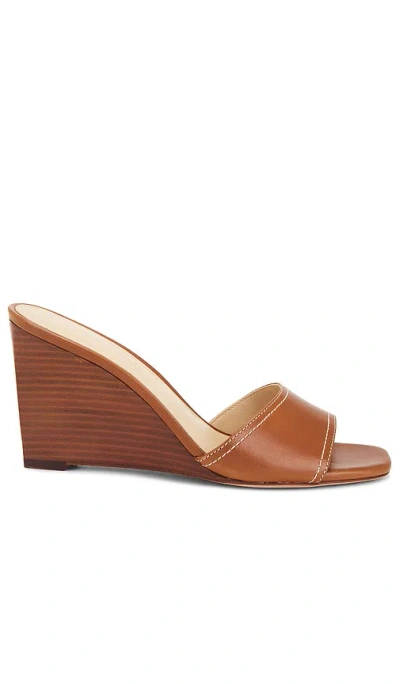 Veronica Beard Ellen Leather Wedge Slide Sandals In Caramel Brown Lea