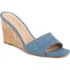 Veronica Beard Ellen Wedge Slide Sandal In Mid Blue/natural