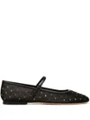 Veronica Beard Ellie Crystal Mesh Flat In Black