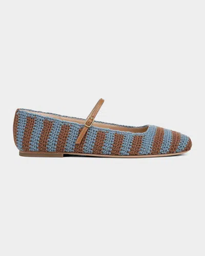 Veronica Beard Ellie Crochet Mary Jane Ballerina Flats In Blue Steel