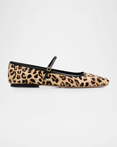 Veronica Beard Ellie Leopard-print Mary Jane Ballet Flats In Neutral
