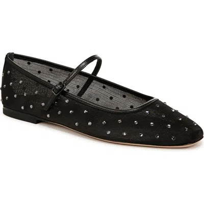 Veronica Beard Ellie Crystal Mesh Flat In Black