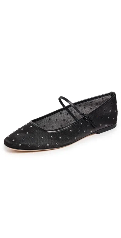 Veronica Beard Ellie Crystal Mesh Flat In Black