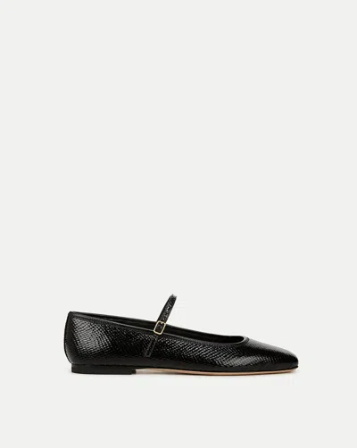 Veronica Beard Ellie Snake-embossed Mary Jane Ballerina Flats In Black