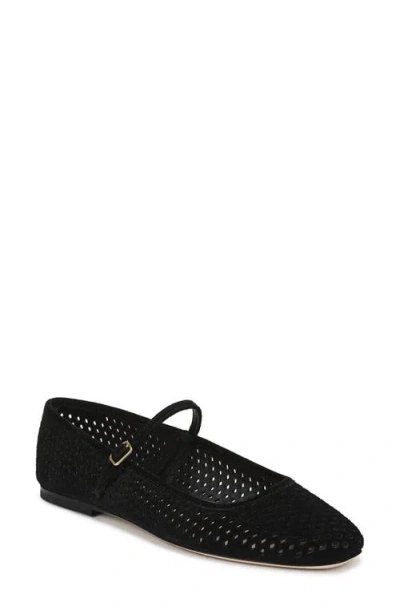 Veronica Beard Ellie Perforated Mary Jane Ballet Flat In Black
