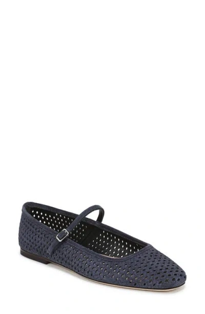 Veronica Beard Ellie Perforated Mary Jane Ballet Flat In Blue
