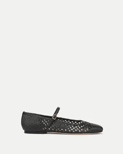 Veronica Beard Ellie Raffia Flat In Black