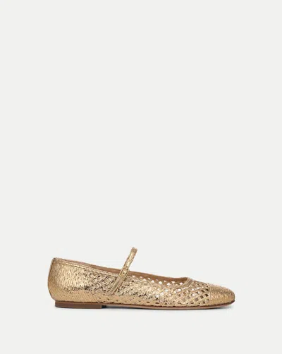 Veronica Beard Ellie Raffia Flat In Gold