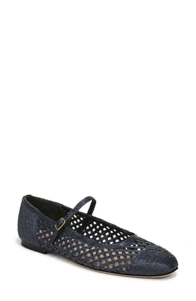 Veronica Beard Ellie Raffia Mary Jane Flat In Blue