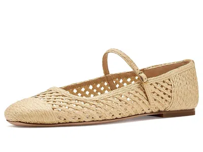 Veronica Beard Ellie Raffia Weave Mary Jane Shoes In Gold