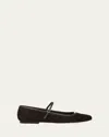 Veronica Beard Ellie Suede Mary Jane Ballerina Flats In Black