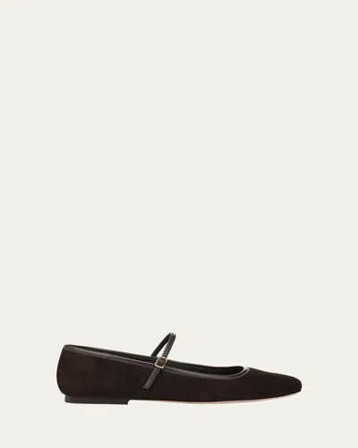 Veronica Beard Ellie Suede Mary Jane Ballerina Flats In Brown