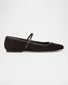 Veronica Beard Ellie Suede Mary Jane Ballerina Flats In Espresso