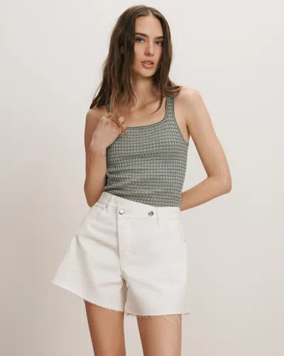 Veronica Beard Ellis Crossover-waistband Denim Short In White